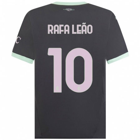 Kandiny Bambino Maglia Rafael Leão #10 Grigio Kit Gara Third 2024/25 Maglietta