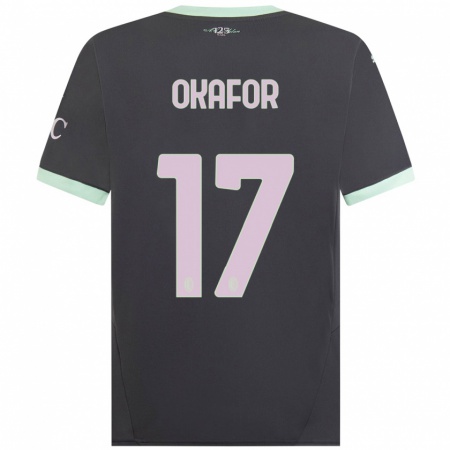 Kandiny Kinderen Noah Okafor #17 Grijs Thuisshirt Derde Tenue 2024/25 T-Shirt