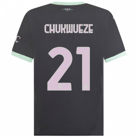 Kandiny Kinderen Samuel Chukwueze #21 Grijs Thuisshirt Derde Tenue 2024/25 T-Shirt