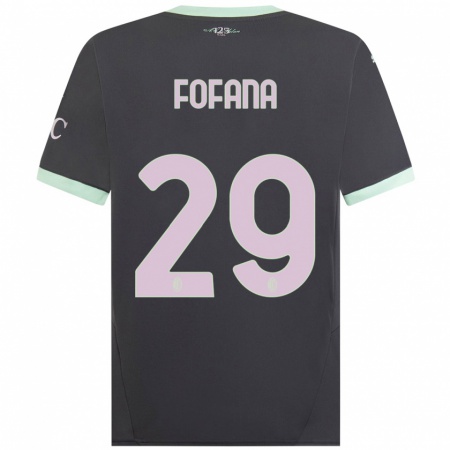 Kandiny Kinderen Youssouf Fofana #29 Grijs Thuisshirt Derde Tenue 2024/25 T-Shirt