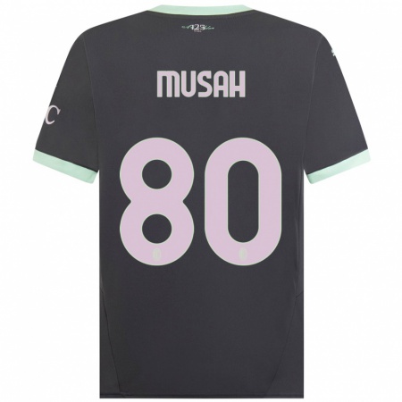 Kandiny Kinderen Yunus Musah #80 Grijs Thuisshirt Derde Tenue 2024/25 T-Shirt