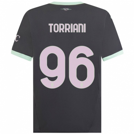 Kandiny Kinderen Lorenzo Torriani #96 Grijs Thuisshirt Derde Tenue 2024/25 T-Shirt