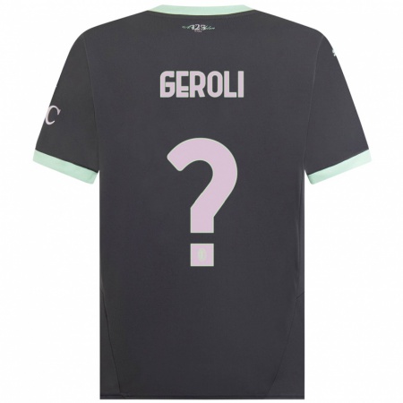 Kandiny Kinderen Matteo Geroli #0 Grijs Thuisshirt Derde Tenue 2024/25 T-Shirt