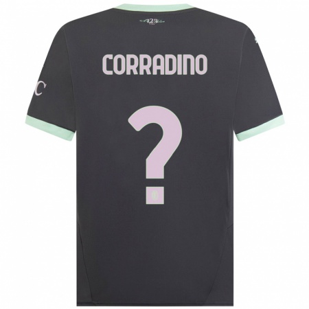 Kandiny Kinderen Riccardo Corradino #0 Grijs Thuisshirt Derde Tenue 2024/25 T-Shirt