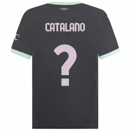 Kandiny Kinderen Alessio Catalano #0 Grijs Thuisshirt Derde Tenue 2024/25 T-Shirt