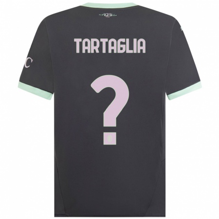 Kandiny Kinderen Edoardo Tartaglia #0 Grijs Thuisshirt Derde Tenue 2024/25 T-Shirt