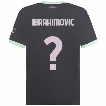 Kandiny Kinderen Vincent Ibrahimovic #0 Grijs Thuisshirt Derde Tenue 2024/25 T-Shirt