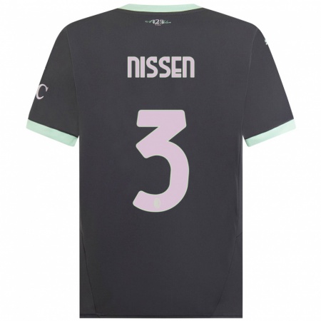 Kandiny Kinderen Fredrik Nissen #3 Grijs Thuisshirt Derde Tenue 2024/25 T-Shirt