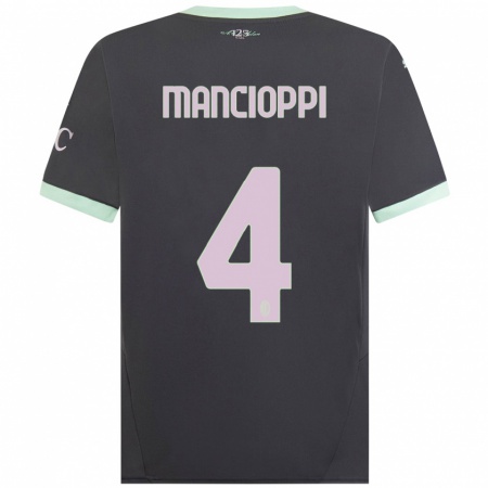 Kandiny Bambino Maglia Tommaso Mancioppi #4 Grigio Kit Gara Third 2024/25 Maglietta