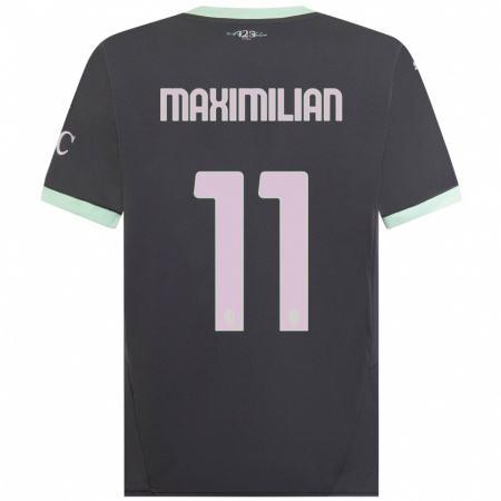 Kandiny Kinderen Maximilian Ibrahimović #11 Grijs Thuisshirt Derde Tenue 2024/25 T-Shirt