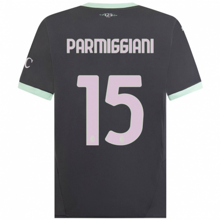 Kandiny Kinderen Pietro Parmiggiani #15 Grijs Thuisshirt Derde Tenue 2024/25 T-Shirt