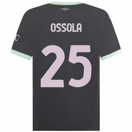 Kandiny Kinderen Lorenzo Ossola #25 Grijs Thuisshirt Derde Tenue 2024/25 T-Shirt