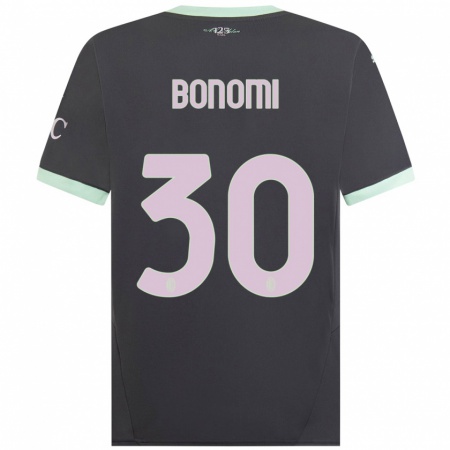 Kandiny Kinderen Alessandro Bonomi #30 Grijs Thuisshirt Derde Tenue 2024/25 T-Shirt