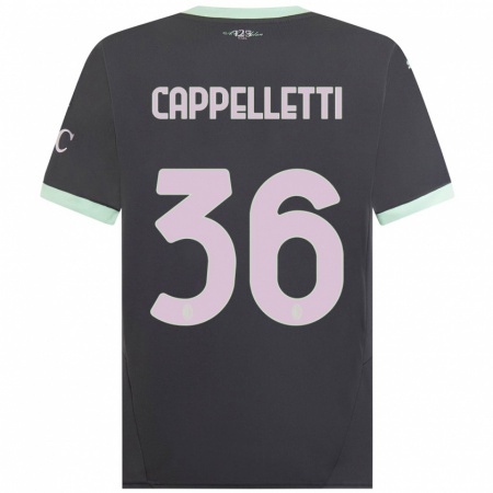 Kandiny Kinderen Mattia Cappelletti #36 Grijs Thuisshirt Derde Tenue 2024/25 T-Shirt