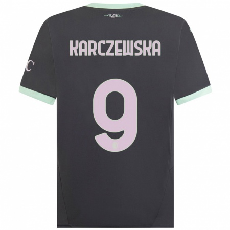 Kandiny Kinderen Nikola Karczewska #9 Grijs Thuisshirt Derde Tenue 2024/25 T-Shirt