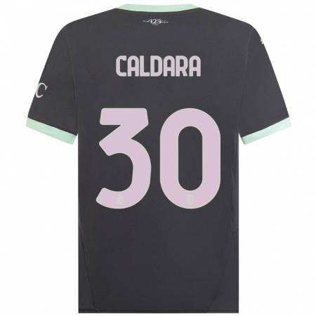 Kandiny Kinderen Mattia Caldara #30 Grijs Thuisshirt Derde Tenue 2024/25 T-Shirt