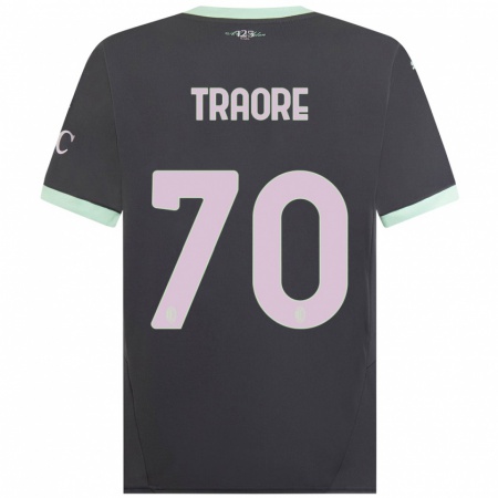 Kandiny Kinderen Chaka Traorè #70 Grijs Thuisshirt Derde Tenue 2024/25 T-Shirt