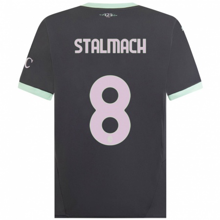 Kandiny Kinderen Dariusz Stalmach #8 Grijs Thuisshirt Derde Tenue 2024/25 T-Shirt