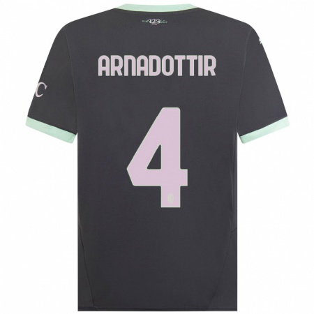 Kandiny Kinderen Guony Arnadottir #4 Grijs Thuisshirt Derde Tenue 2024/25 T-Shirt