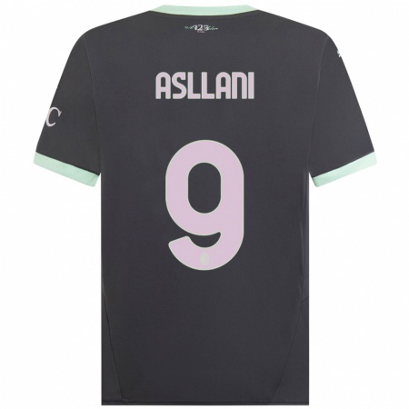 Kandiny Kinderen Kosovare Asllani #9 Grijs Thuisshirt Derde Tenue 2024/25 T-Shirt