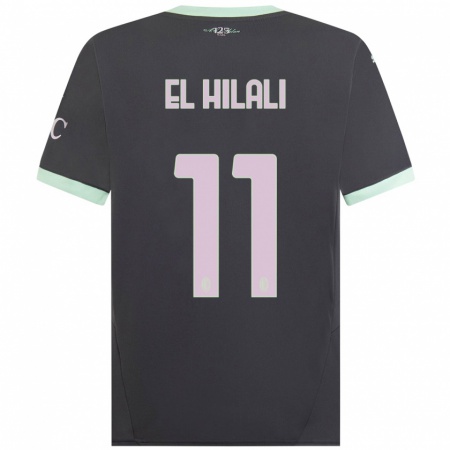 Kandiny Bambino Maglia Youns El Hilali #11 Grigio Kit Gara Third 2024/25 Maglietta