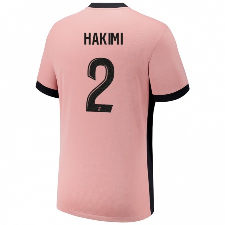 Kandiny Kinderen Achraf Hakimi #2 Roestroze Thuisshirt Derde Tenue 2024/25 T-Shirt