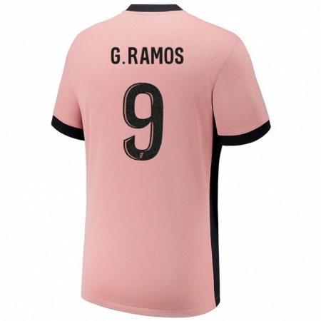 Kandiny Kinderen Gonçalo Ramos #9 Roestroze Thuisshirt Derde Tenue 2024/25 T-Shirt