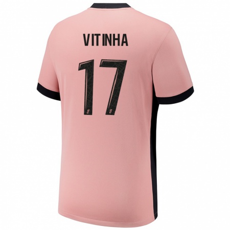 Kandiny Kinderen Vitinha #17 Roestroze Thuisshirt Derde Tenue 2024/25 T-Shirt