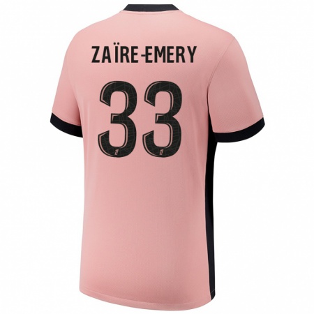 Kandiny Kinderen Warren Zaïre-Emery #33 Roestroze Thuisshirt Derde Tenue 2024/25 T-Shirt