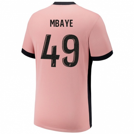 Kandiny Kinderen Ibrahim Mbaye #49 Roestroze Thuisshirt Derde Tenue 2024/25 T-Shirt