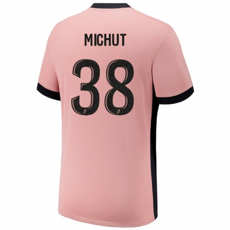 Kandiny Kinderen Edouard Michut #38 Roestroze Thuisshirt Derde Tenue 2024/25 T-Shirt