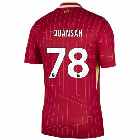 Kandiny Herren Jarell Quansah #78 Rot Gelb Weiß Heimtrikot Trikot 2024/25 T-Shirt Österreich