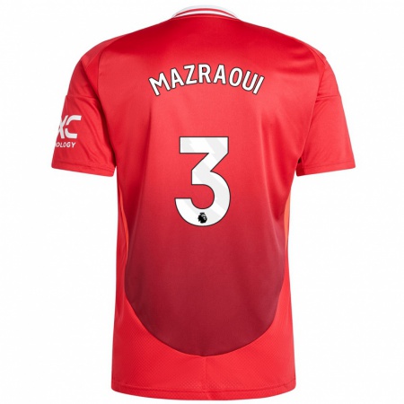 Kandiny Heren Noussair Mazraoui #3 Felrood Thuisshirt Thuistenue 2024/25 T-Shirt