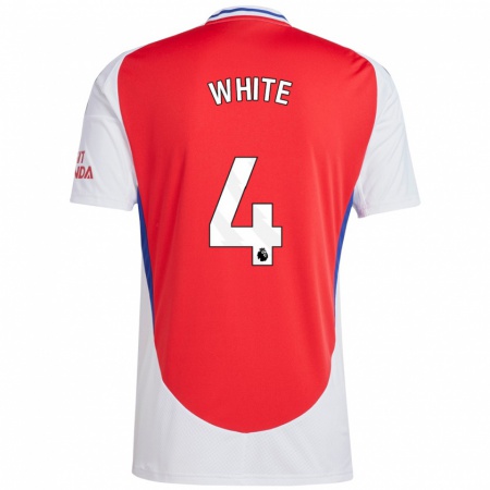 Kandiny Heren Ben White #4 Rood Wit Thuisshirt Thuistenue 2024/25 T-Shirt