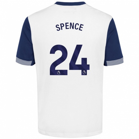 Kandiny Heren Djed Spence #24 Wit Blauw Thuisshirt Thuistenue 2024/25 T-Shirt