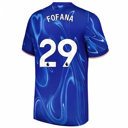 Kandiny Uomo Maglia Wesley Fofana #29 Blu Bianco Kit Gara Home 2024/25 Maglietta