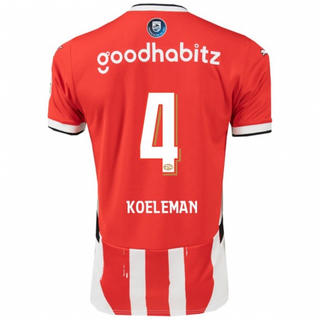 Kandiny Heren Senna Koeleman #4 Rood Wit Thuisshirt Thuistenue 2024/25 T-Shirt