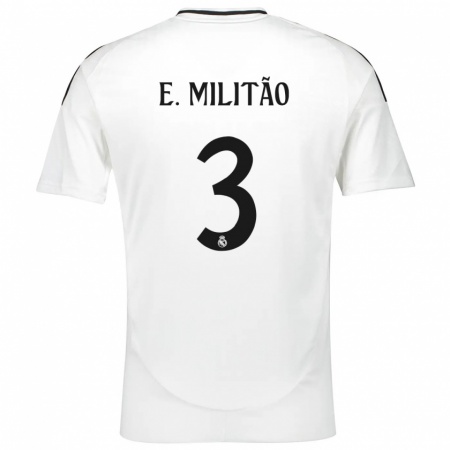 Kandiny Uomo Maglia Éder Militão #3 Bianco Kit Gara Home 2024/25 Maglietta