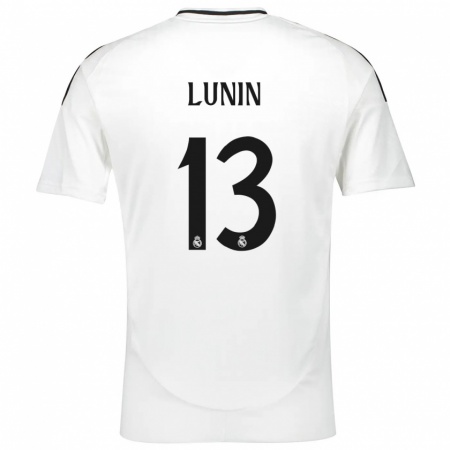 Kandiny Heren Andriy Lunin #13 Wit Thuisshirt Thuistenue 2024/25 T-Shirt