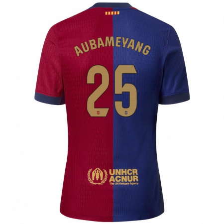 Kandiny Heren Pierre Emerick Aubameyang #25 Blauw Rood Thuisshirt Thuistenue 2024/25 T-Shirt