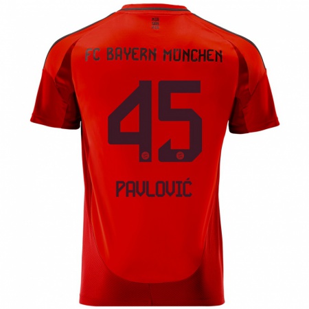 Kandiny Heren Aleksandar Pavlovic #45 Rood Thuisshirt Thuistenue 2024/25 T-Shirt