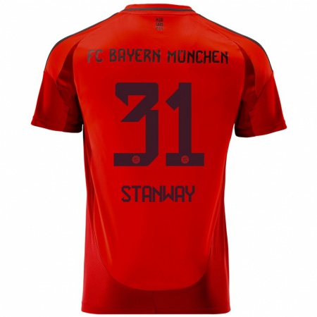 Kandiny Heren Georgia Stanway #31 Rood Thuisshirt Thuistenue 2024/25 T-Shirt