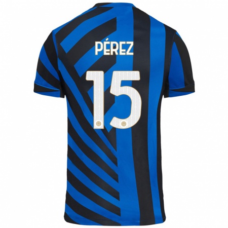 Kandiny Heren Álex Pérez #15 Blauw Zwart Thuisshirt Thuistenue 2024/25 T-Shirt