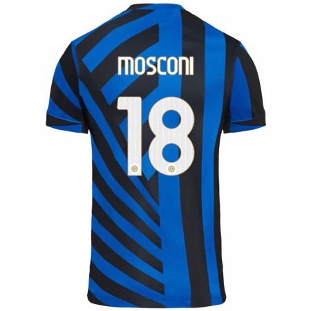 Kandiny Heren Mattia Mosconi #18 Blauw Zwart Thuisshirt Thuistenue 2024/25 T-Shirt