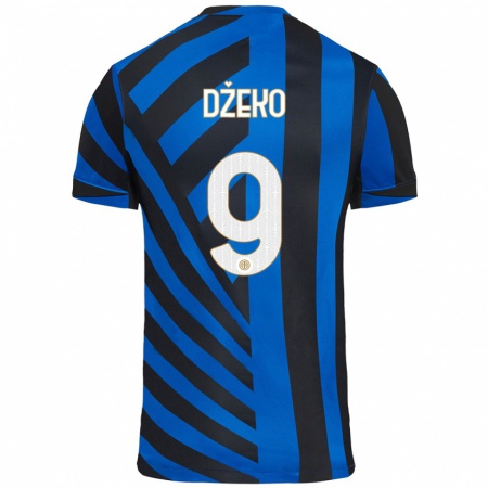 Kandiny Heren Edin Dzeko #9 Blauw Zwart Thuisshirt Thuistenue 2024/25 T-Shirt