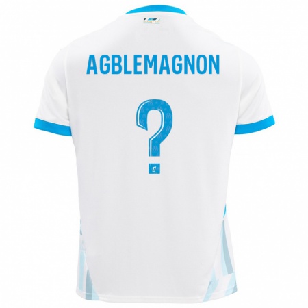 Kandiny Uomo Maglia Jordan Agblemagnon #0 Bianco Azzurro Kit Gara Home 2024/25 Maglietta