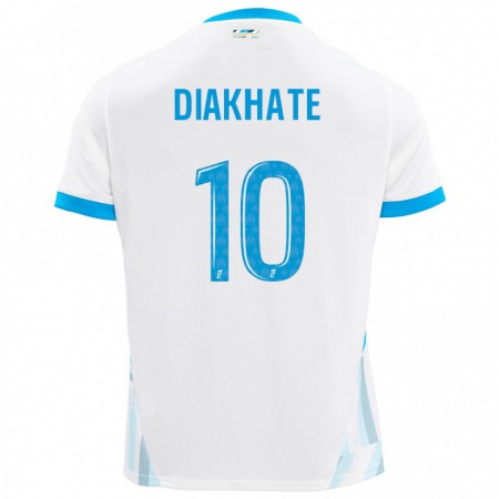 Kandiny Heren Ndeye Awa Diakhaté #10 Wit Hemelsblauw Thuisshirt Thuistenue 2024/25 T-Shirt