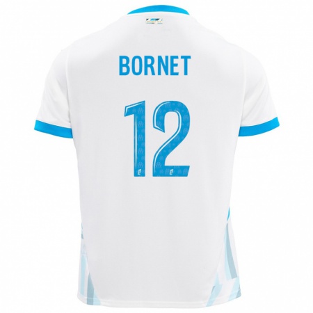 Kandiny Uomo Maglia Camille Bornet #12 Bianco Azzurro Kit Gara Home 2024/25 Maglietta