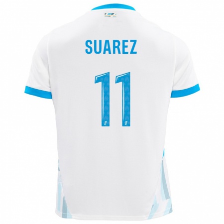 Kandiny Heren Luis Suarez #11 Wit Hemelsblauw Thuisshirt Thuistenue 2024/25 T-Shirt