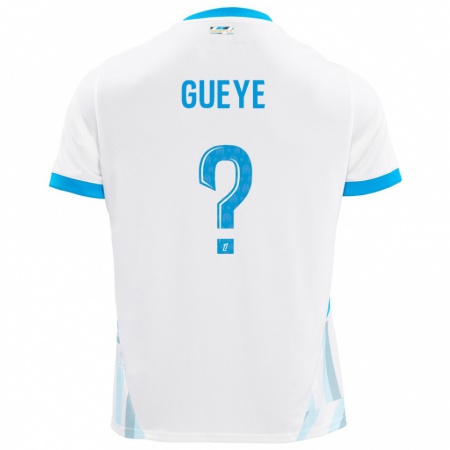 Kandiny Heren Daouda Gueye #0 Wit Hemelsblauw Thuisshirt Thuistenue 2024/25 T-Shirt